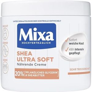 Mixa Shea Intensieve Verzorgende crème met 20% plantaardige glycerine en sheaboter voor de zeer droge huid voor gezicht, lichaam en handen