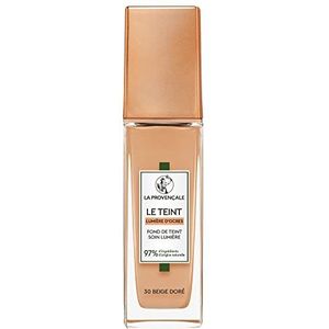La Provençale - Le Foundation Light Care - 97% ingrediënten van natuurlijke oorsprong - Gemiddelde dekking - Alle huidtypes - Met BOB biologische olijfolie - Kleur: 30 Goudbeige - 30 ml
