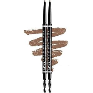 NYX Professional Makeup Micro Brow Pencil, ultrafijn potlood, dubbele punt met intrekbare vulling en borstel, 2 stuks, kleur: Taupe 01