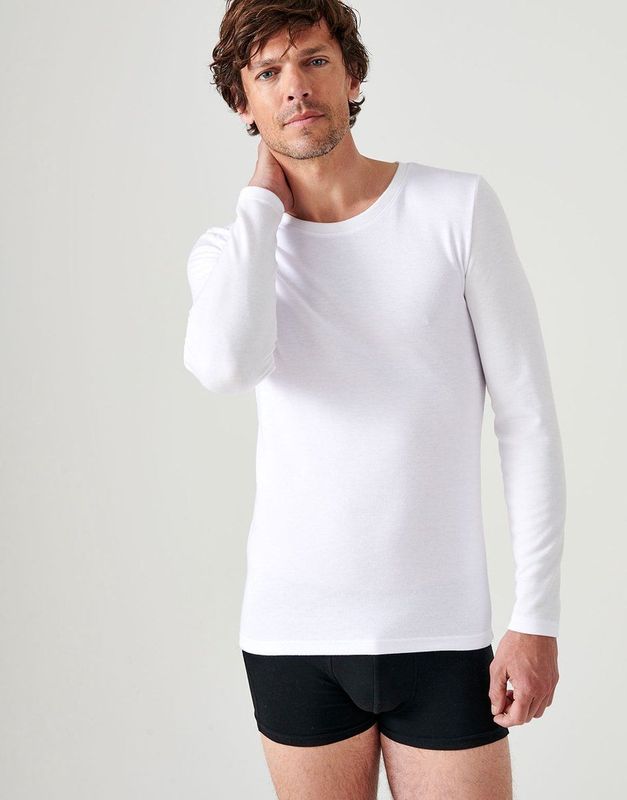 Damart - Dubbelzijdig gebreid T-shirt met lange mouwen Thermolactyl - Heren - Wit - (126-133)