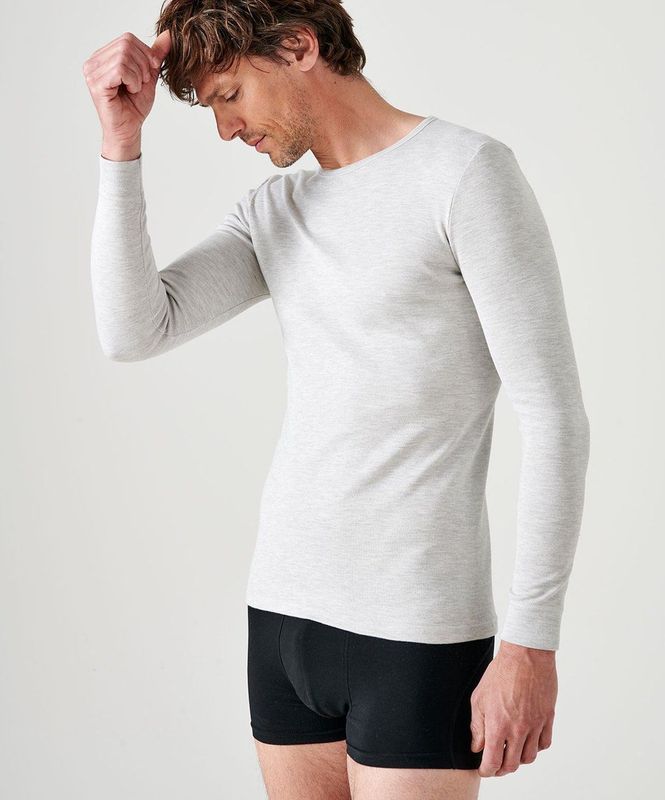 Damart - T-shirt met ronde hals van klassiek gebreide Thermolactyl-stof - Heren - Grijs
