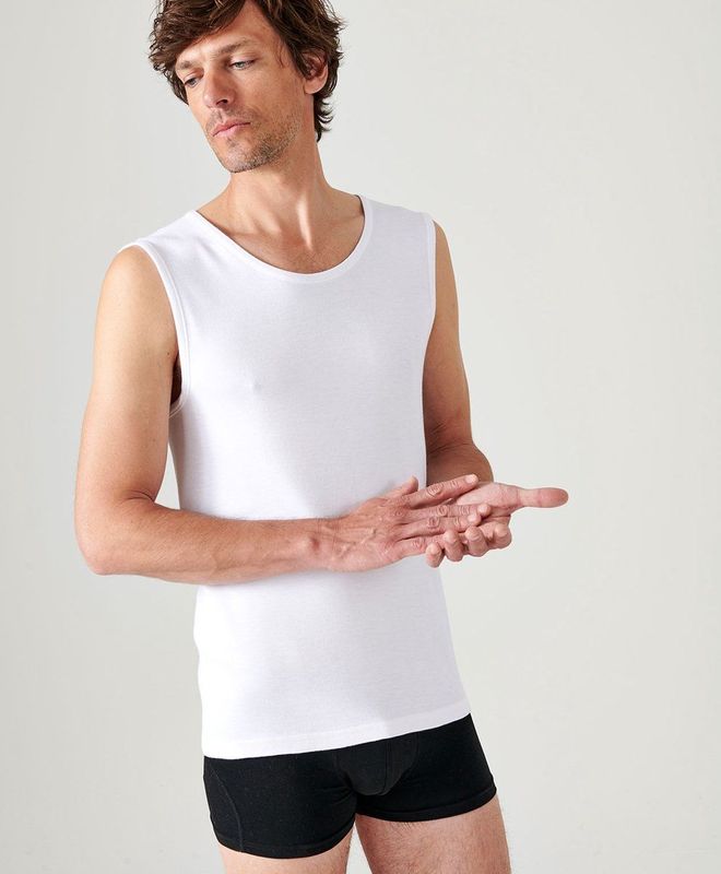 Damart - Thermolactyl - Gebreide Klassieke Tanktop - Heren - Wit