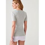 Damart - T-shirt met korte mouwen en opengewerkt breiwerk Thermolactyl - Dames - Grijs