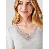Damart - T-shirt met korte mouwen en opengewerkt breiwerk Thermolactyl - Dames - Grijs