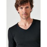 Damart - T-shirt met V-hals in interlock mesh Thermolactyl - Heren - Zwart - (86-93)