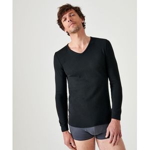 Damart - T-shirt met V-hals in interlock mesh Thermolactyl - Heren - Zwart - (86-93)