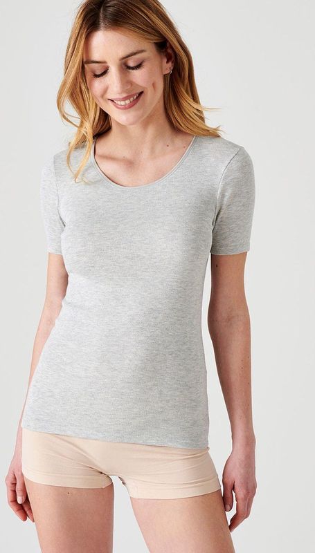 Damart - T-shirt met korte mouwen fijn ribgebreid Thermolactyl - Dames - Grijs (XS)