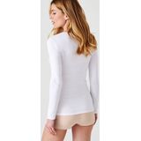 Damart - T-shirt Thermolactyl - Dames - Wit - Fijn Ribgebreid - Medium Warmte