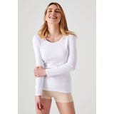 Damart - T-shirt Thermolactyl - Dames - Wit - Fijn Ribgebreid - Medium Warmte