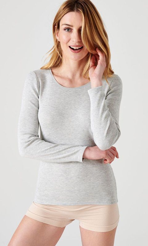 Damart - T-shirt met lange mouwen fijn ribgebreid Thermolactyl - Vrouwen - Grijs (XS)