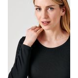 Damart - T-shirt Thermolactyl - Dames - Zwart - Fijn Ribgebreid - Medium Warmte