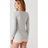 Damart - T-shirt met ronde hals Thermolactyl geribde fleece warmte Intense 4 - Dames - Grijs