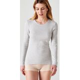 Damart - T-shirt met ronde hals Thermolactyl geribde fleece warmte Intense 4 - Dames - Grijs
