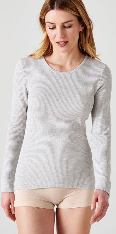 Damart - T-shirt met ronde hals Thermolactyl geribde fleece warmte Intense 4 - Dames - Grijs