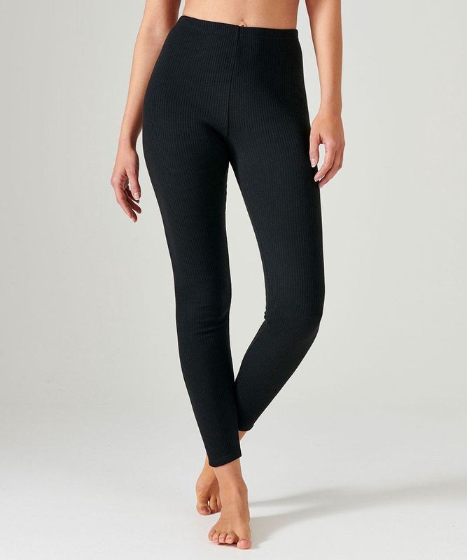 Damart - Thermolactyl Legging - Dames - Zwart - Fleece Ribboorden - Gerecycled Materiaal