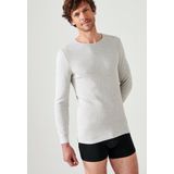 Damart - T-shirt Thermolactyl met ronde hals en geribde fleece - Heren - Grijs
