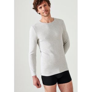Damart - T-shirt Thermolactyl met ronde hals en geribde fleece - Heren - Grijs