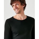 Damart - T-shirt Thermolactyl met ronde hals en geribde fleece - Heren - Zwart - (86-93)