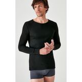 Damart - T-shirt Thermolactyl met ronde hals en geribde fleece - Heren - Zwart - (86-93)