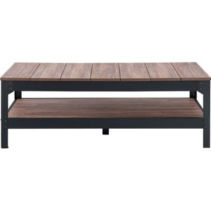 CALICOSY - Salontafel van zwart metaal en hout - L117cm