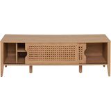 TV-meubel met 2 schuifdeuren, rotan decor
