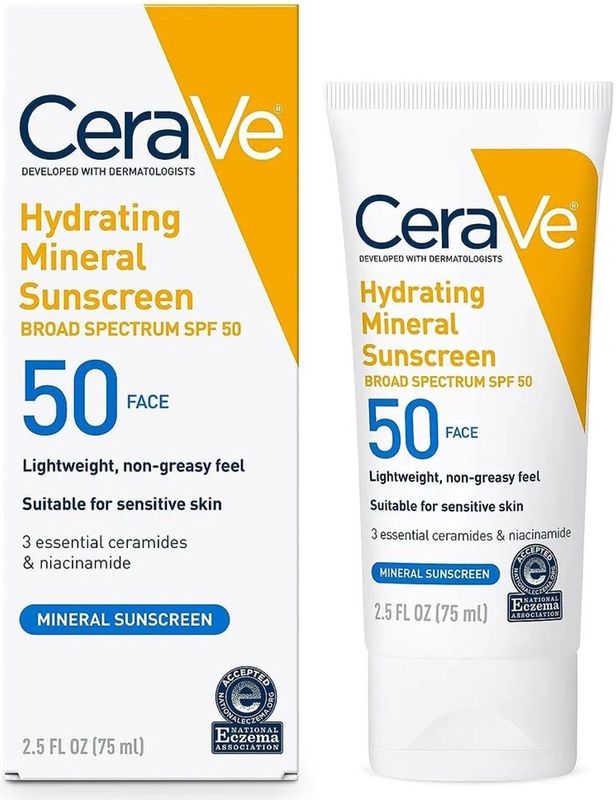 CeraVe Hydraterende minerale zonnebrandcrème SPF 50 gezichtslotion - 75ml - gezichtscrème