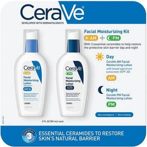 CeraVe AM & PM Gezichtsverzorging – Hydraterende Dag- & Nachtcrème met SPF 30, Hyaluronzuur & Niacinamide