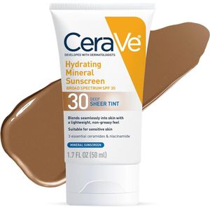 CeraVe Hydrating Mineral Sunscreen SPF 30 with Sheer Tint - Deep - 50ml