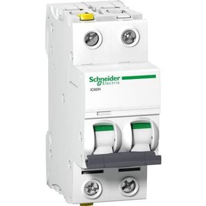 Schneider Electric A9F06206 stroomonderbreker iC60H, 2P, 6A, B karakteristiek, wit