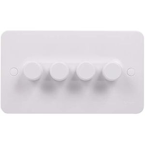 Schneider Electric Lisse 4-Gang 2-weg Push Dimmer Schakelaar 250W/250VA, Wit