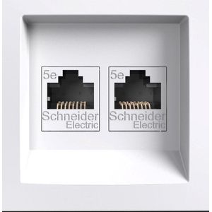 Schneider Electric Asfora 2xRJ45-aansluiting CAT6 UTP Contactdoos - Wit
