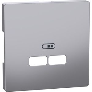Centraalplaat voor USB-oplader - RVS-look - Merten - Systeem Design - Schneider Electric - MTN4367-6036