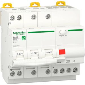 Aardlekautomaat - 3P+N - 16A - C-Karakteristiek - 6000A - 30mA - Type A - Resi9 - Schneider Electric - R9D55716