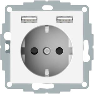 Schneider Electric Systeem-M wandcontactdoos RA met 2x USB-A Glanzend wit