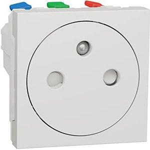 Schneider Electric - Unica, stopcontact 2P+T, FR, 90°, vlak, snelaansluiting, wit, mechanisch alleen - NU305218