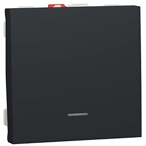 Schneider Electric NU320654N New Unica, Drukknopschakelaar met 2 modules, Signaal, LED, Prod. Sustainable Green Premium, eenvoudige installatie, antraciet