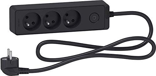 Schneider Electric SC5ST9331B Verlengkabel, 3 stopcontacten, 2P, zwart, antraciet, kabel 1,5 m