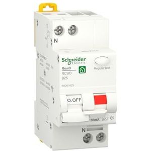Schneider Electric R9D01625 FI/LS-schakelaar Resi9 1P+N, 25A, B-Char., 30mA, Type A, 6kA