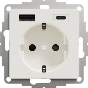 Schneider Electric Systeem-M wandcontactdoos RA met USB-voeding A en C Glanzend wit