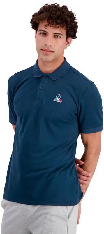 Le Coq Sportif - Ess N°1 - Poloshirt - Blauw - Katoen/Polyester/Elastaan, Vochtabsorberend