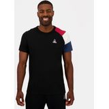 le coq sportif, Tops, Heren, Zwart, L, Tricolor Korte Mouw Basic T-Shirt