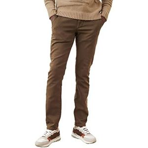 Herenbroek - Model Pallas Chino SW - Effen patroon - Slim - Donkerkaki Groen - Maat 38, Donkerkaki, 36