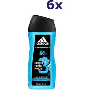 6x ADIDAS douche & shampoo men - ICE DIVE 250 ML