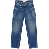 Jeans boyfit cosy, 7/8 LE TEMPS DES CERISES. Denim materiaal. Maten 30 US - 38 EU. Blauw kleur