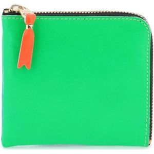 Comme des Garçons, Super Fluo Plat Portemonnee Groen, Heren, Maat:ONE Size