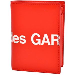 Comme des Garçons, Portemonnee enorme portemonnee portefeuilles rood lederen logo Rood, Heren, Maat:ONE Size