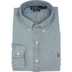 Polo Ralph Lauren - Slim Fit Overhemd - Blauw - Katoen - Lange Mouwen