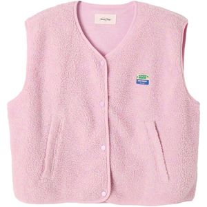 American Vintage - Fleece Vest - Roze - Gevoerde Constructie - Volledige Drukknoopsluiting