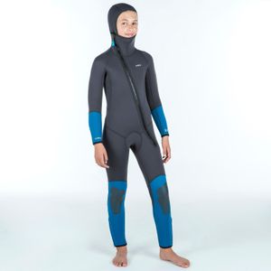 Duikpak voor kinderen neopreen 5,5 mm scd 500 grijs en blauw