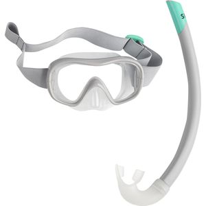 Snorkelset voor kinderen duikbril en snorkel 100 grijs
